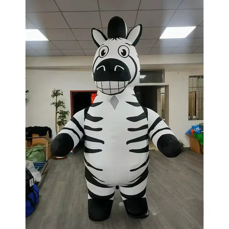 Event Party - Aufblasbares Zebra-Maskottchen-Kostüm für Erwachsene, Ganzkörper-Plüschanzug, Cartoon-Charakter-Cosplay
