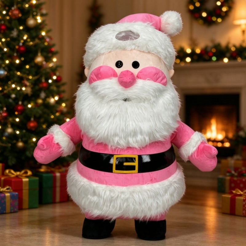 Event Party - Rosa Weihnachtsmann Aufblasbares Maskottchen-Kostüm für Erwachsene