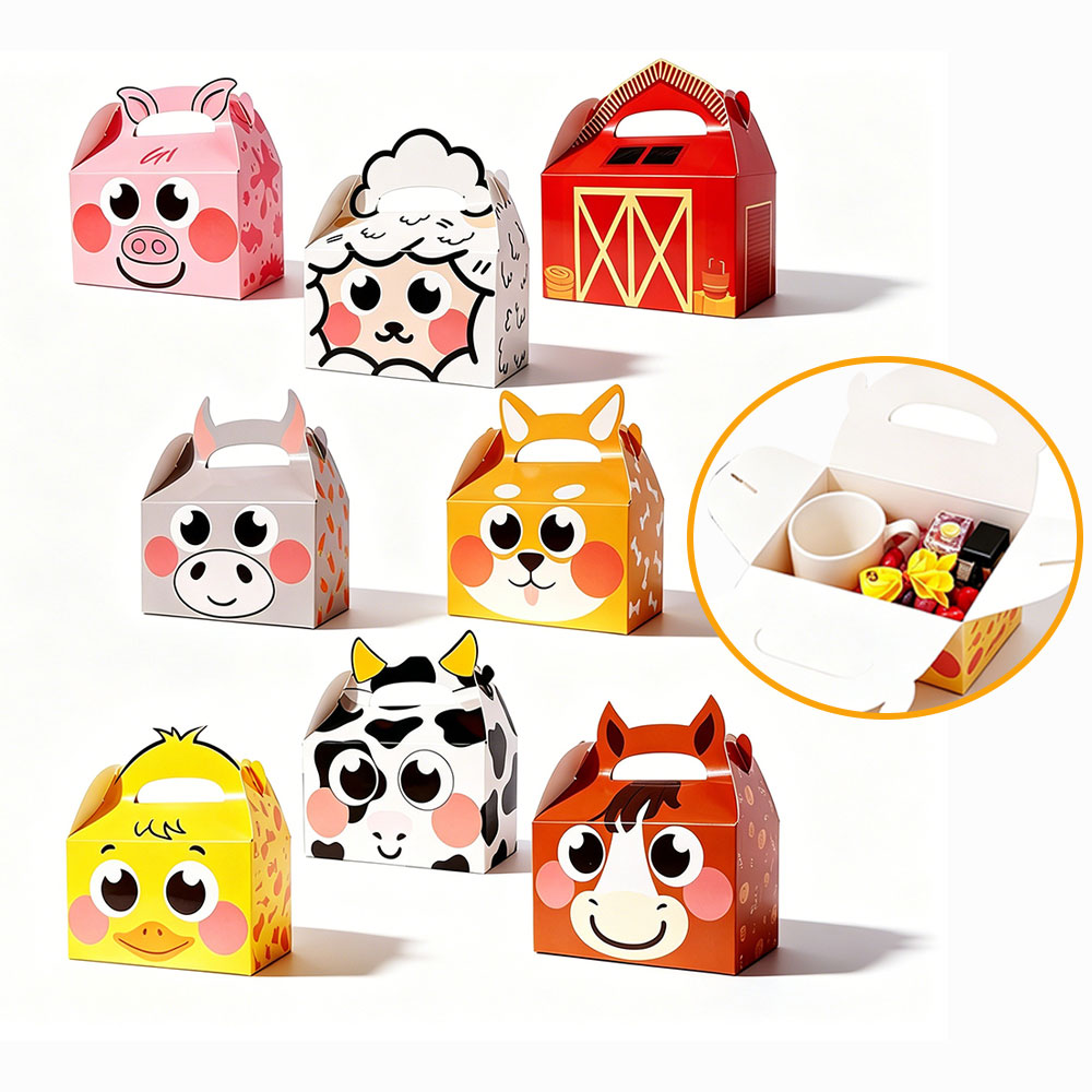 Event Party Box - 8/16/24 Stück Niedliche Geschenkbox mit Bauernhof-Tiermotiv