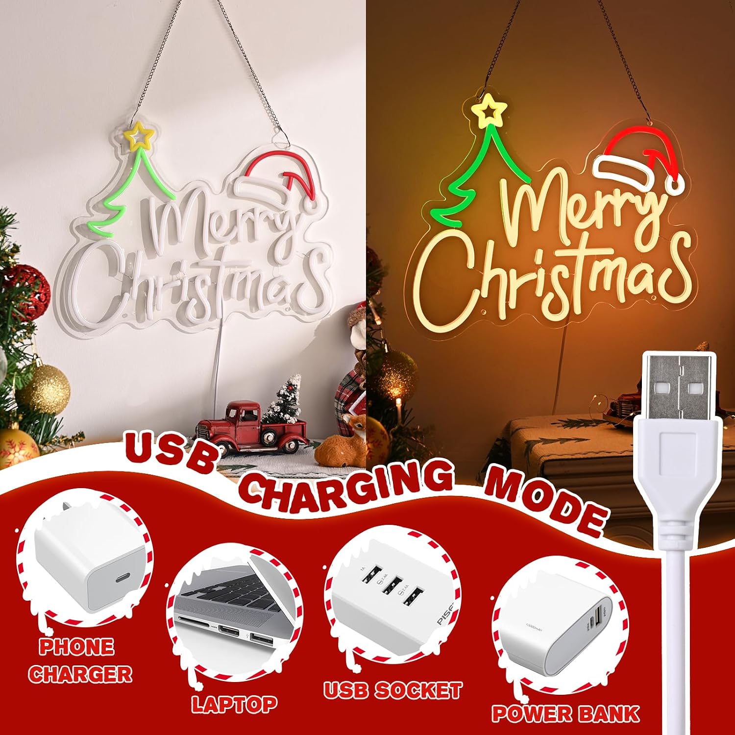 Weihnachts-Neonschild, USB-bet – Neon Sign Party Bewertung und Preis