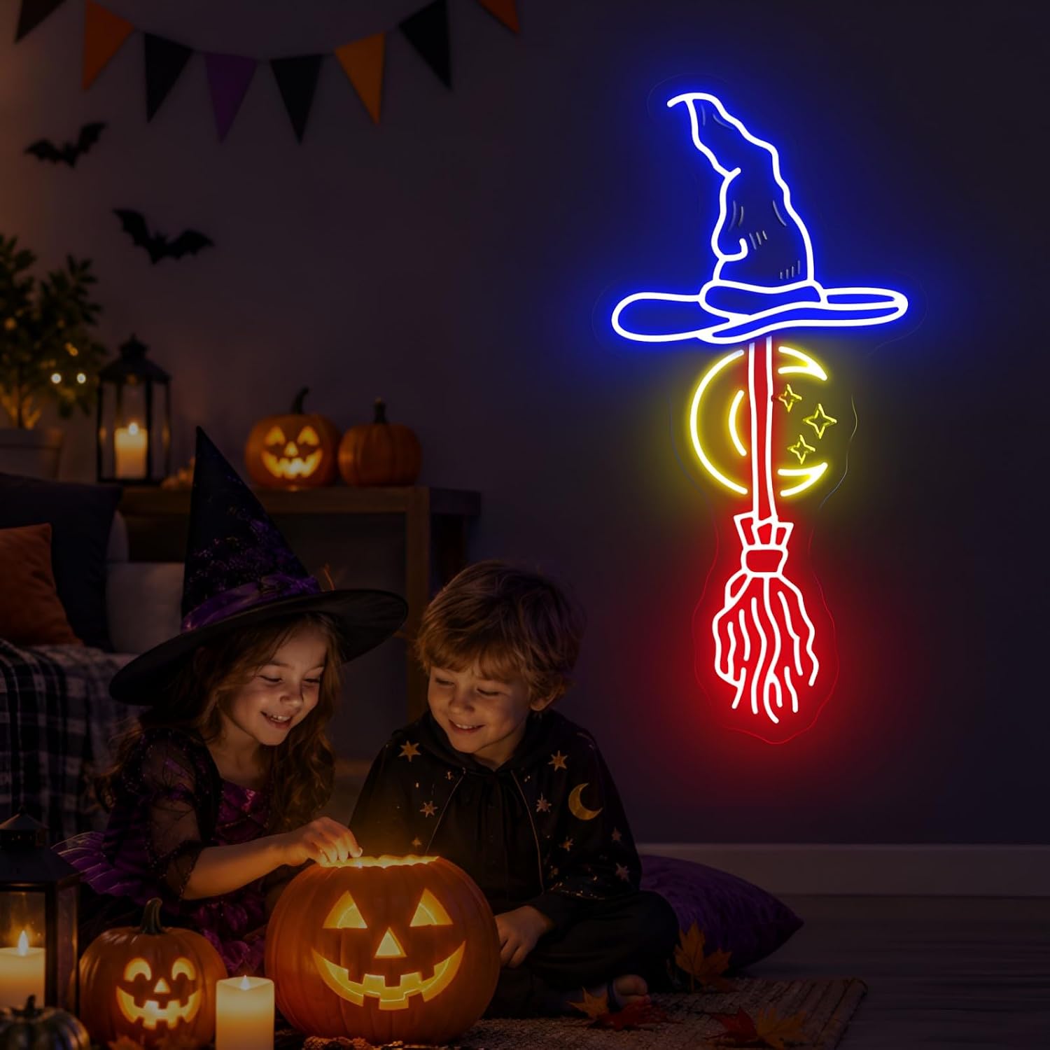 Hut der Hexe Besen Neon-Schild – Neon Sign Party Bewertung und Preis